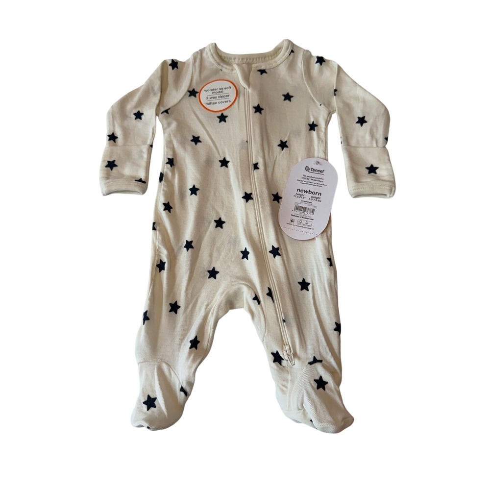 Wonder Nation Baby 2pk Modal Sleepers Stars Grey Navy 3-6M 2-Way ZipFootedSleepr - Picture 3 of 7
